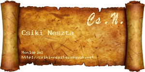 Csiki Neszta névjegykártya